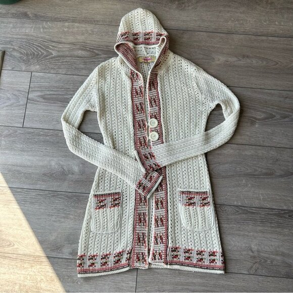 Tejiestilo Sueter’s Tribal Boho Hooded  Long Length Crochet Cardigan - Picture 4 of 16
